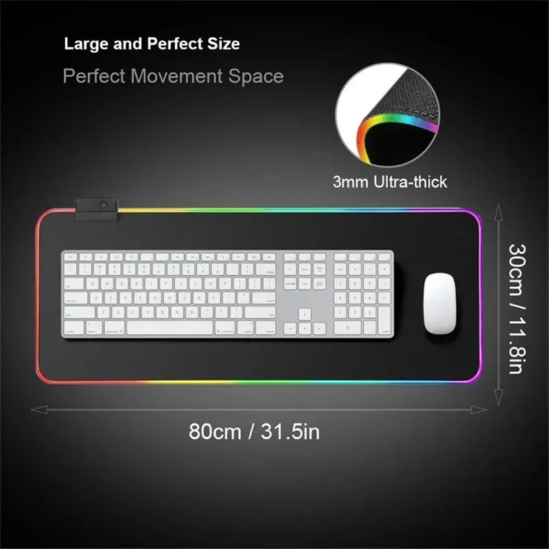 Large Keyboard Mats Fashion Chinese Dragon RGB Gaming Mousepad Big LED Mat PC Deskmat Luminous Mouse Pad Table Rug With Backlit