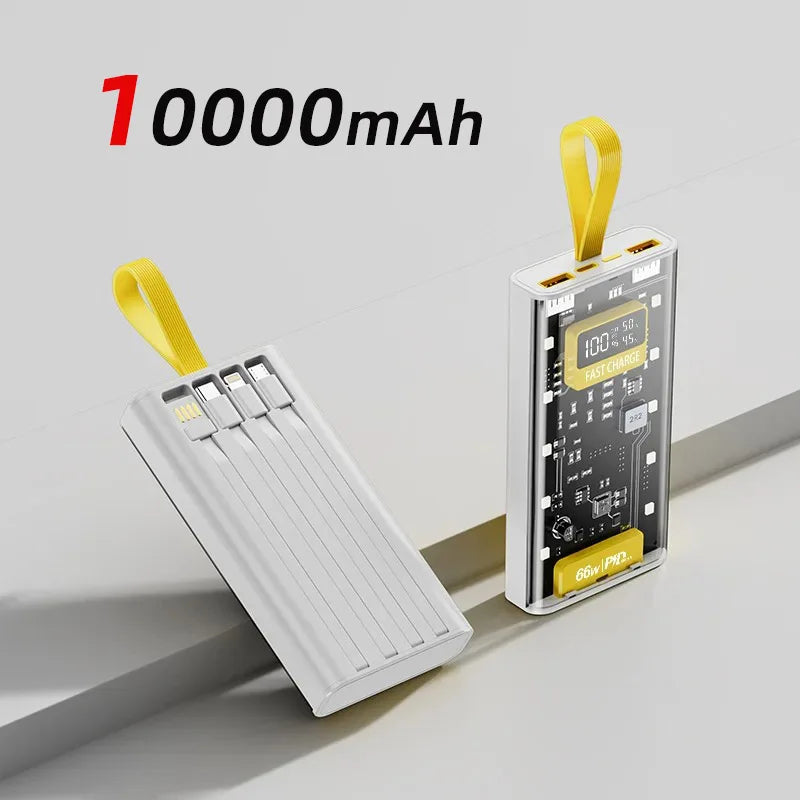 20000mAh Bidirectional Super Fast Charging Power Bank 66W Transparent High capacity Digital Display For Iphone Xiaomi Samsung