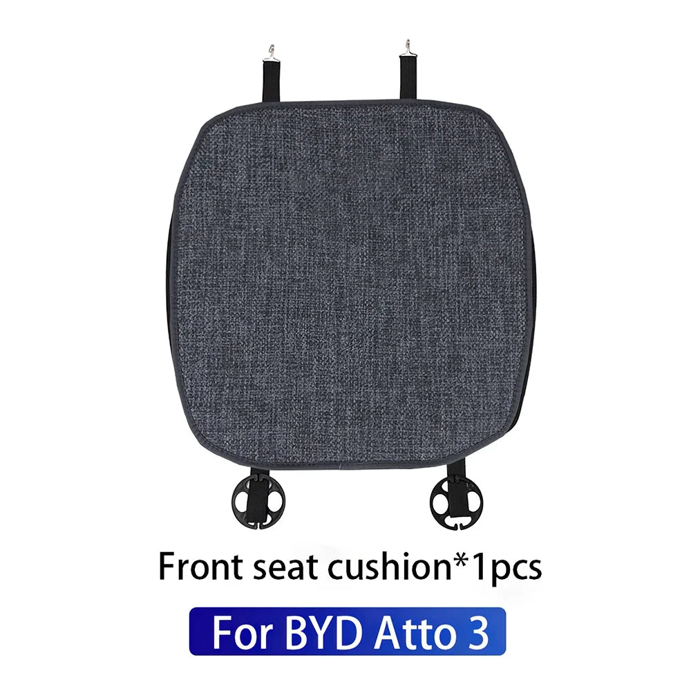 Para BYD Atto 3 Yuan Plus Tang Dolphin EV 2021 2022 2023 2024 2025 Almofada de Linho Respirável Tapete Protetor de Assento de Carro Acessórios