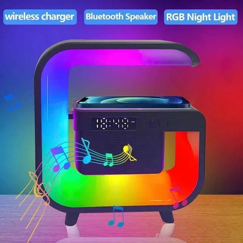 Bluetooth Wireless FM TF Speaker Phone Wireless Charger RGB Light for iPhone Samsung Xiaomi Fast Charging Home Portable Speakers