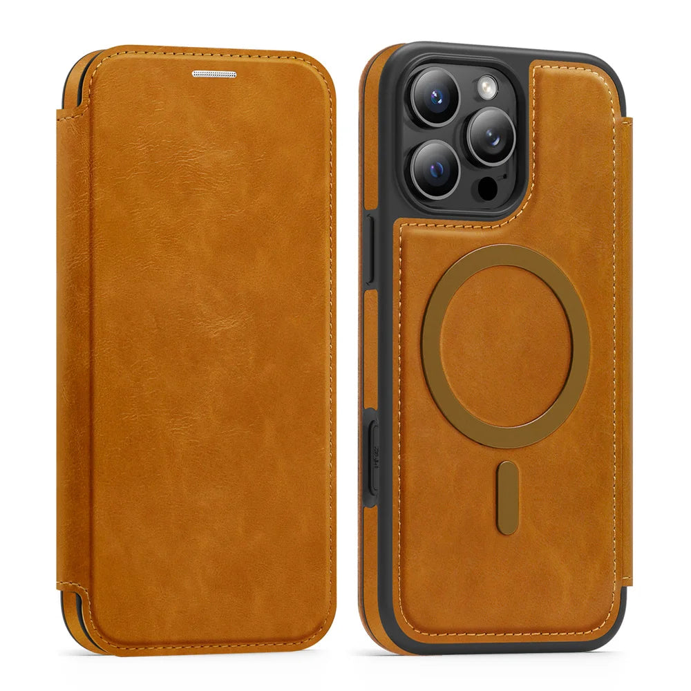iPhone 11 - 17 Magnetic Luxury Leather Wallet Case