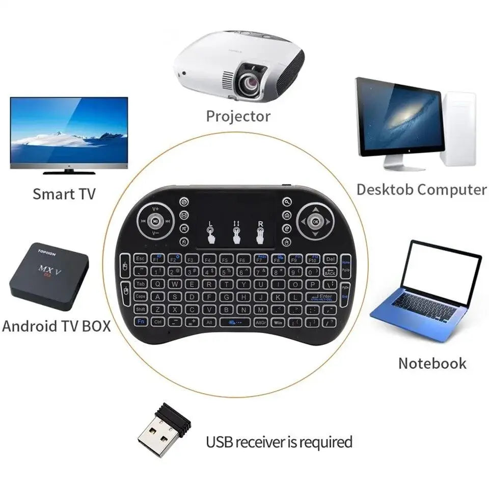 Bluetooth Wireless i8 Mini Keyboard Backlit 2.4G USB English with Touchpad Air Mouse Remote Control Touchpad For Android TV Box