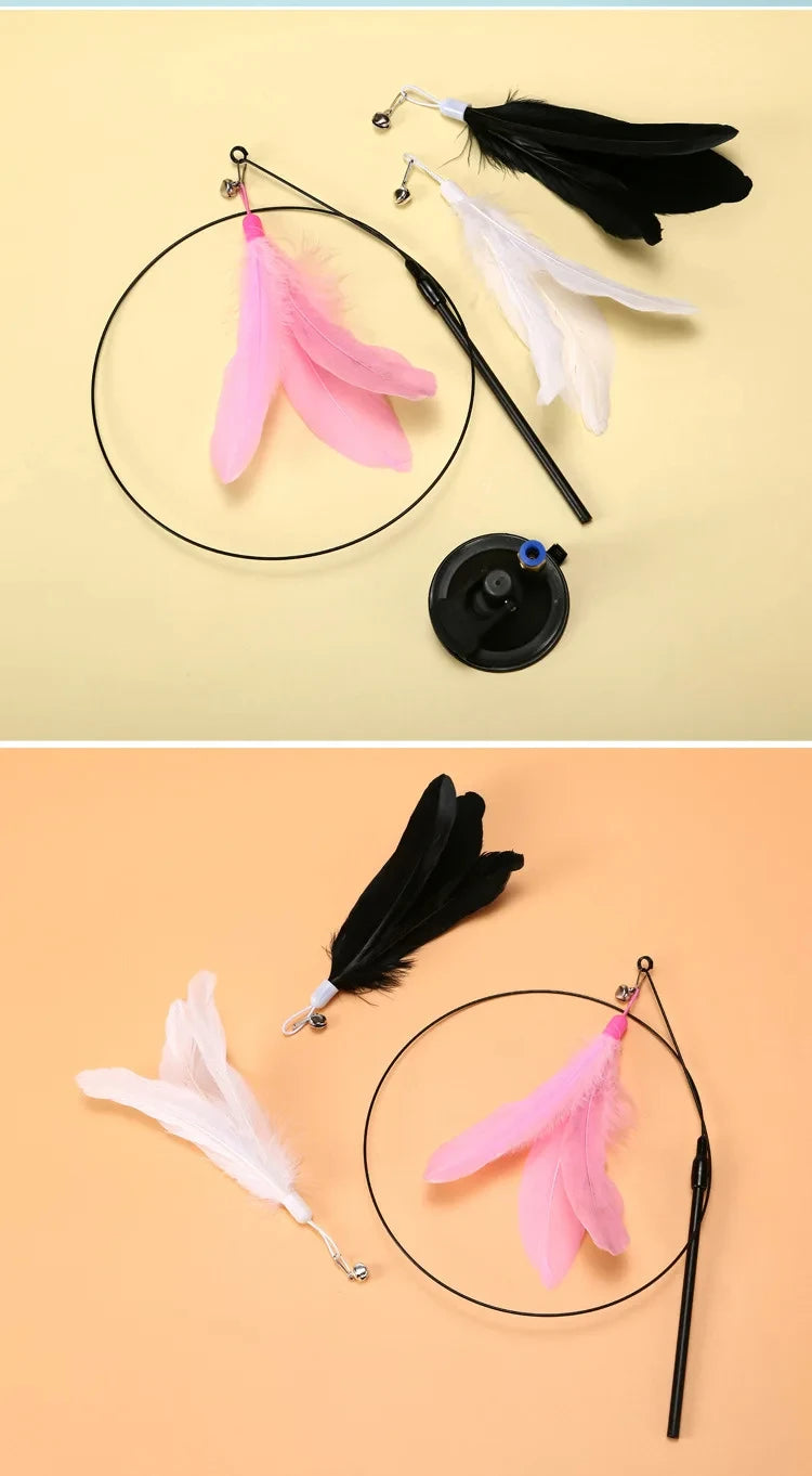 Professional Suction Cup Simulation Bird Feather Cat Teaser Wand