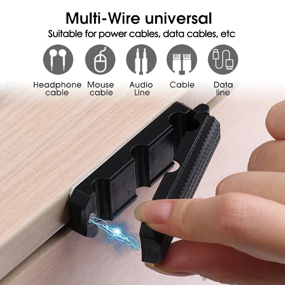 2 PCS Magnetic Cable Clips Cables Smooth Adjustable Cord Holder Under Desk Cable Management Wire Keeper Data Line Organizer