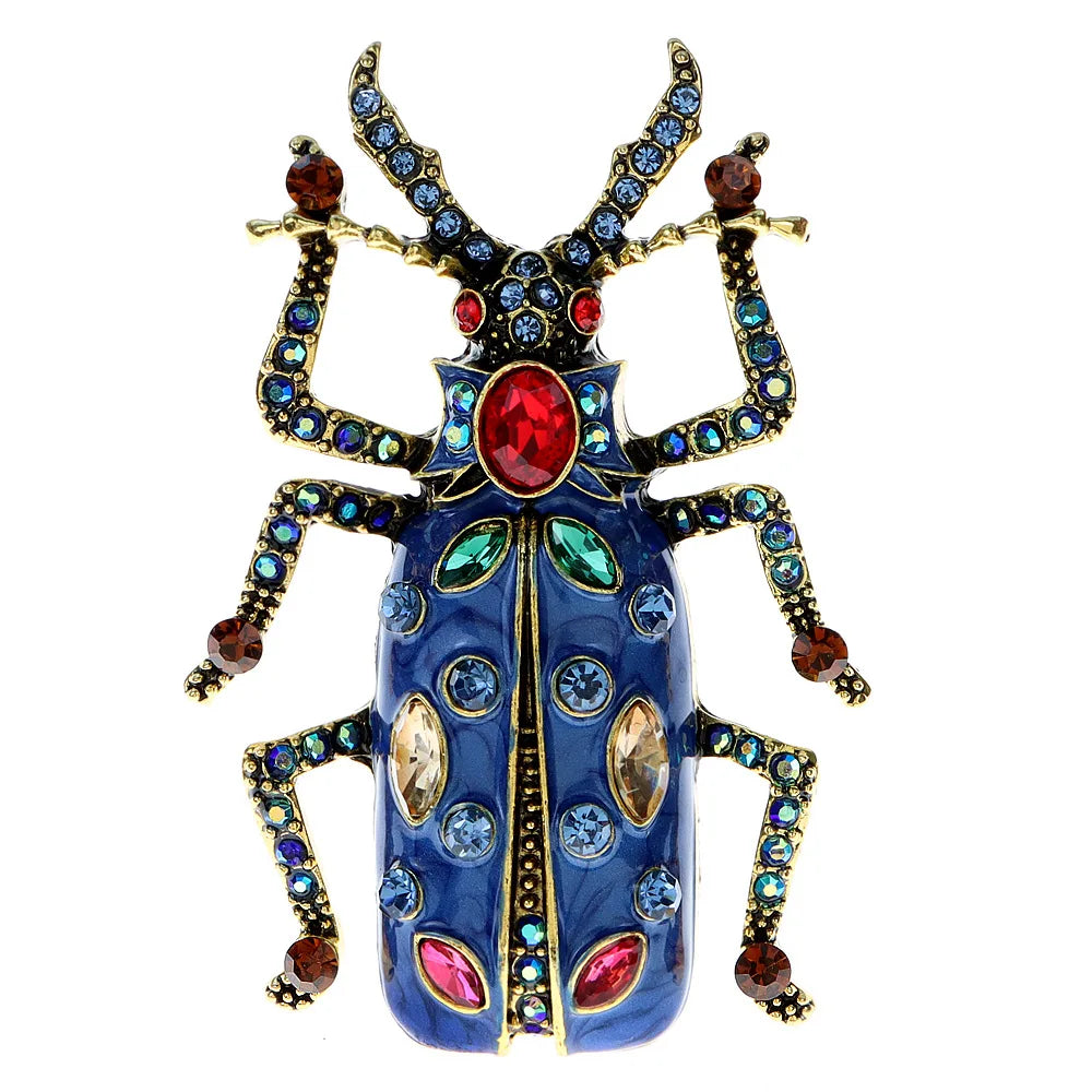 Exquisite Full Crystal Beetle Brooch Elegant Lady Insect Pin