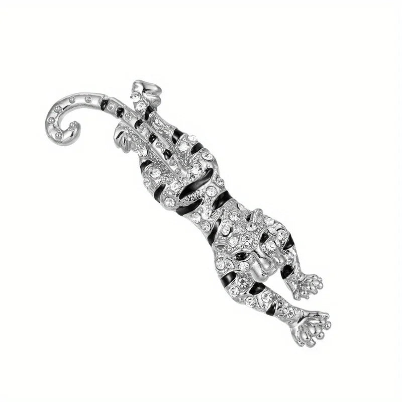 Exquisite Crystal Tiger Brooch Elegant Suit Clothing Badge