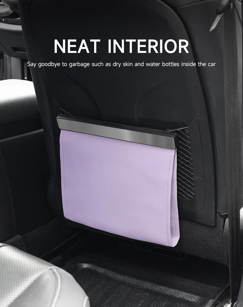 New Car Trash Bag Superior PU Leather with LED Light and Magnet Closure Design Waterproof Vehicle Rubbish Container Garbage Can