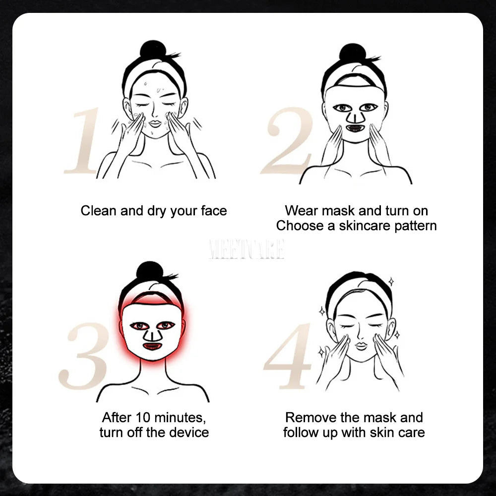 7 Colors LED Facial Mask Light Therapy Silicone Photon Beauty Mask for Lift Face Anti Shrink Pore Skin Repair Whiten Oil Control