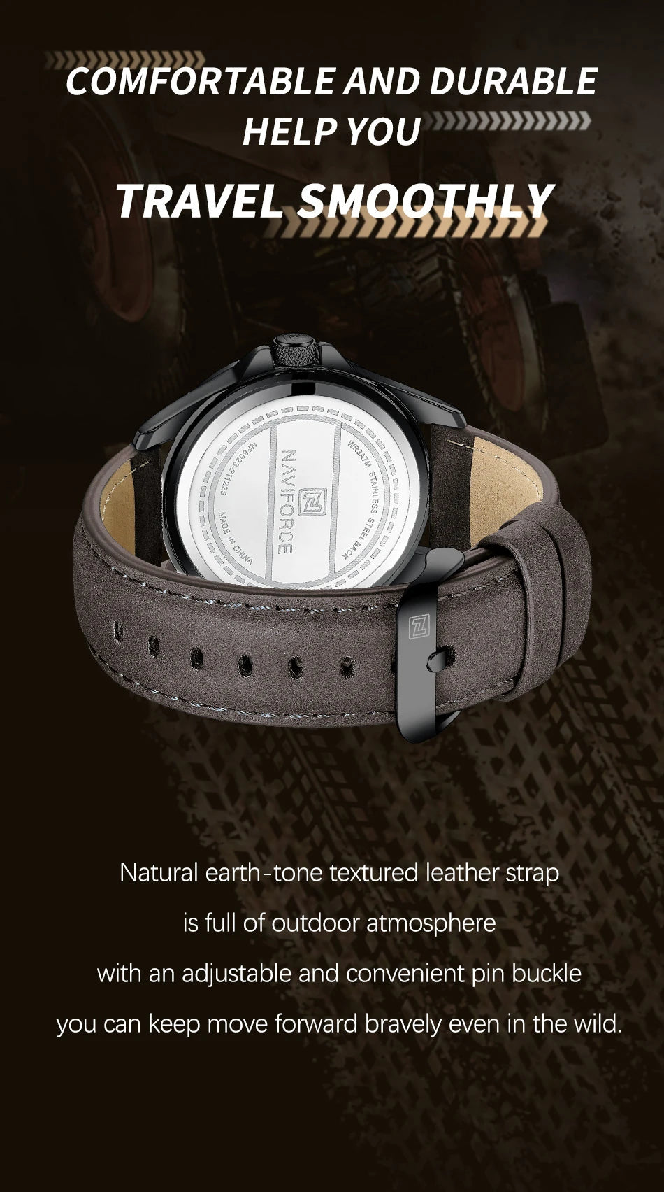 Naviforce NF8023 Quartz Calendar Business Sport Leather Watch