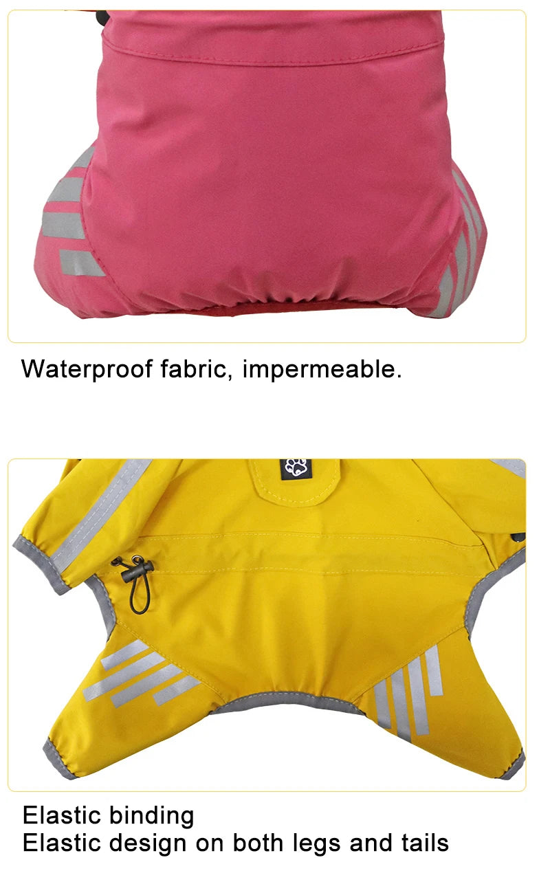 Reflective Waterproof Dog Raincoat Jumpsuit for Small Medium Pets