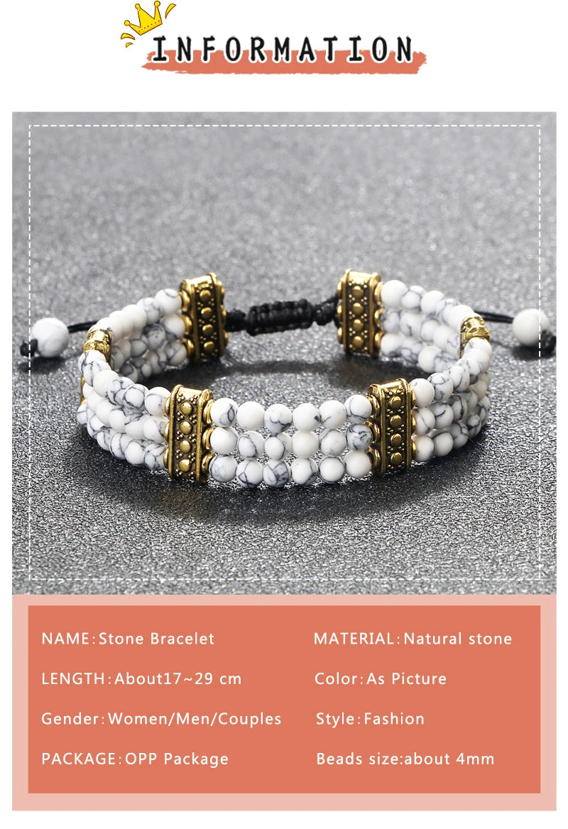 4mm Natural Stone Braided Energy Yoga Bracelet