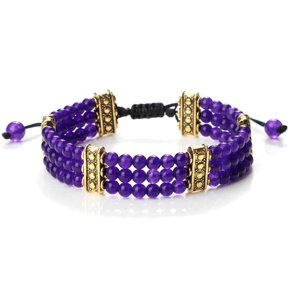 4mm Natural Stone Braided Energy Yoga Bracelet