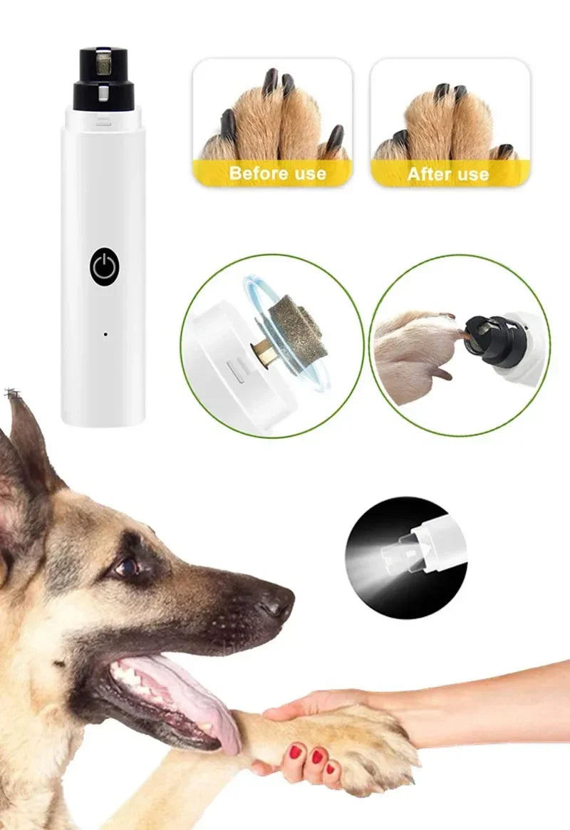 Cortadores de Unhas Elétricos para Cães para Lixadores de Unhas de Cães Recarregáveis USB com Luz LED Silenciosos para Cuidado de Unhas de Patas de Gatos