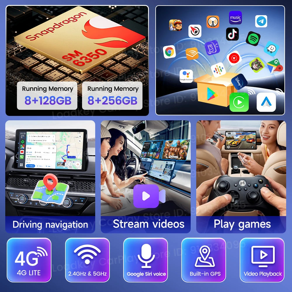 CarlinKit 3 In 1 Android 15 CarPlay Ai Box Wireless Adapter Android Auto Qualcomm SM6350 128GB 8-Core for Youtube Netflix FOTA