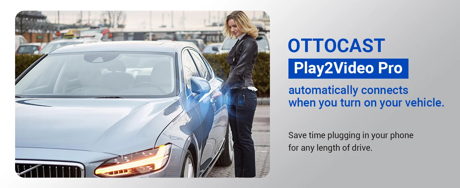 OTTOCAST Play2Video Pro Android Ai Box Pro Built in YouTube Netflix Tiktok IPTV Wired to Wireless CarPlay Car Accessories