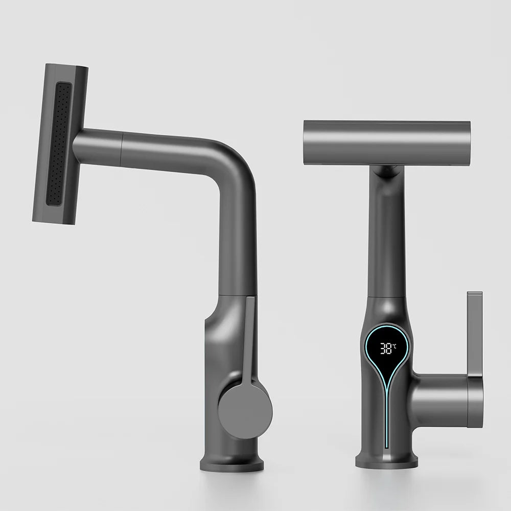 Digital Waterfall Basin Tap with LED Temperature Display