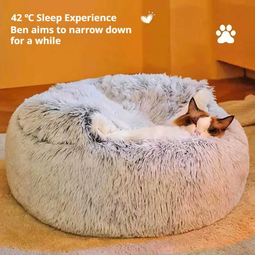 Cama de Inverno Redonda em Pelúcia para Gatos, Almofada para Gatos, Casa Quente para Gatos, Cesto para Gatos, Saco de Dormir para Animais de Estimação, Ninho para Gatinhos, Canil para Cães e Gatos