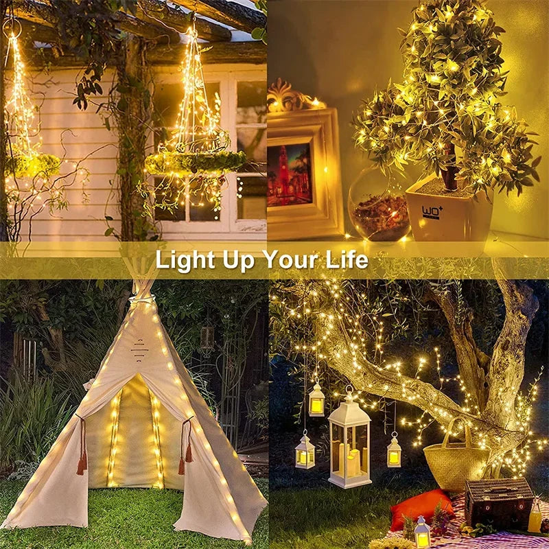 Solar LED Outdoor Fairy Lights Waterproof Garden String Garlands