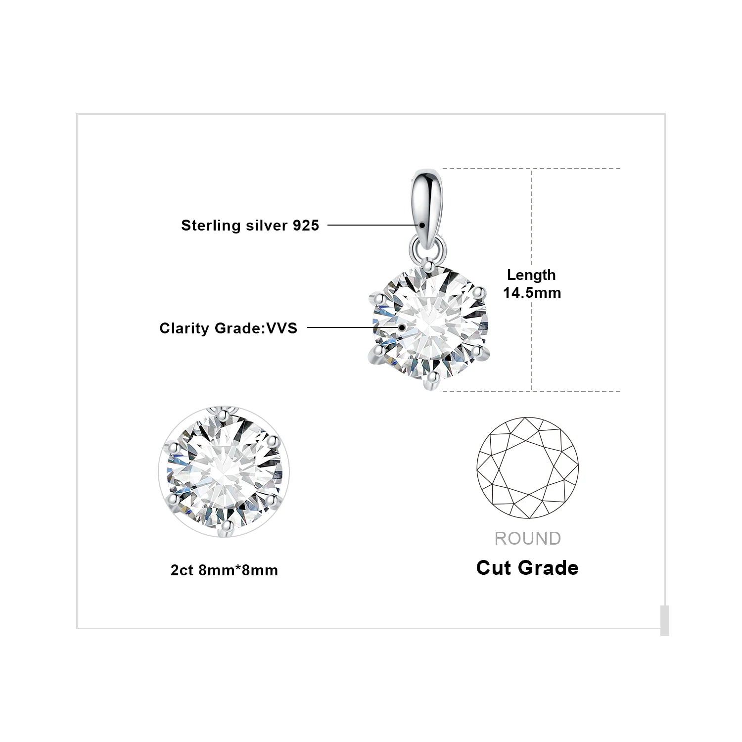 Round Cut Moissanite Solitaire Pendant