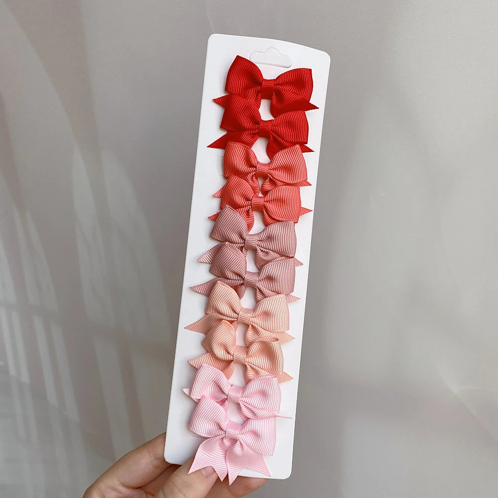 Conjunto de 10 Ganchos de Cabelo de Laço de Cor Sólida para Meninas Bebés, Fitas de Cabelo Artesanais com Laço, Mini Molas de Cabelo, Acessórios de Cabelo
