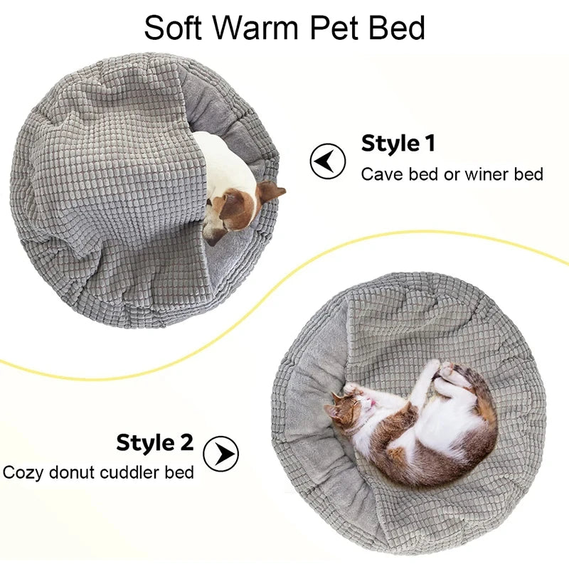 Cama Redonda Para Animais De Estimação Cão Gato Cachorro Casa Tapete Quente Cobertores De Inverno Cama Ortopédica Fofa Para Gatos E Cães, Adequada Para O Inverno