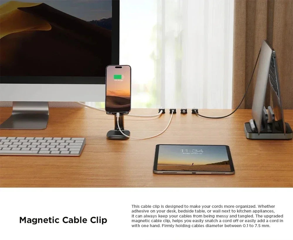 Magnetic Cable Clip Winder Holder Adhesive Wire Keeper Cord Cable Organizer Usb Charging Line Winder For Office Desktop Home