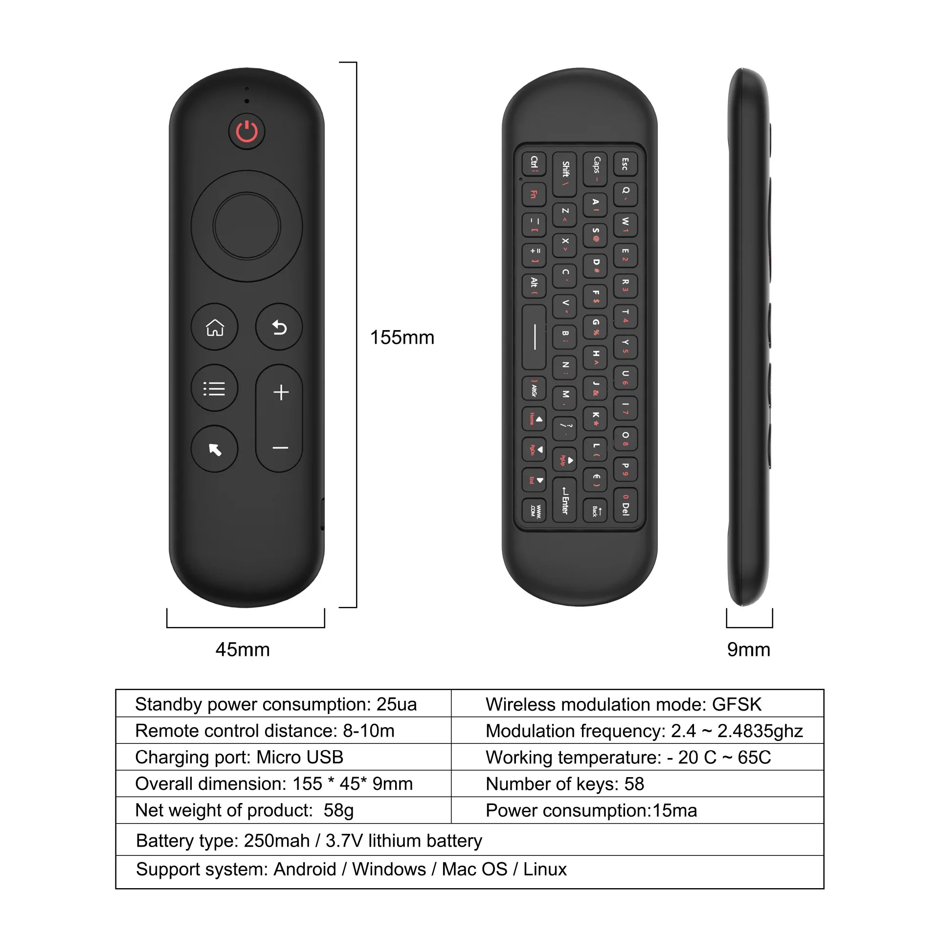 MRSVI Air Mouse Remote Control M5 Wireless 2.4G&Bluetooth With 7 Color Backlit Gyroscope Keyboard for Smart Android TV Box,PC