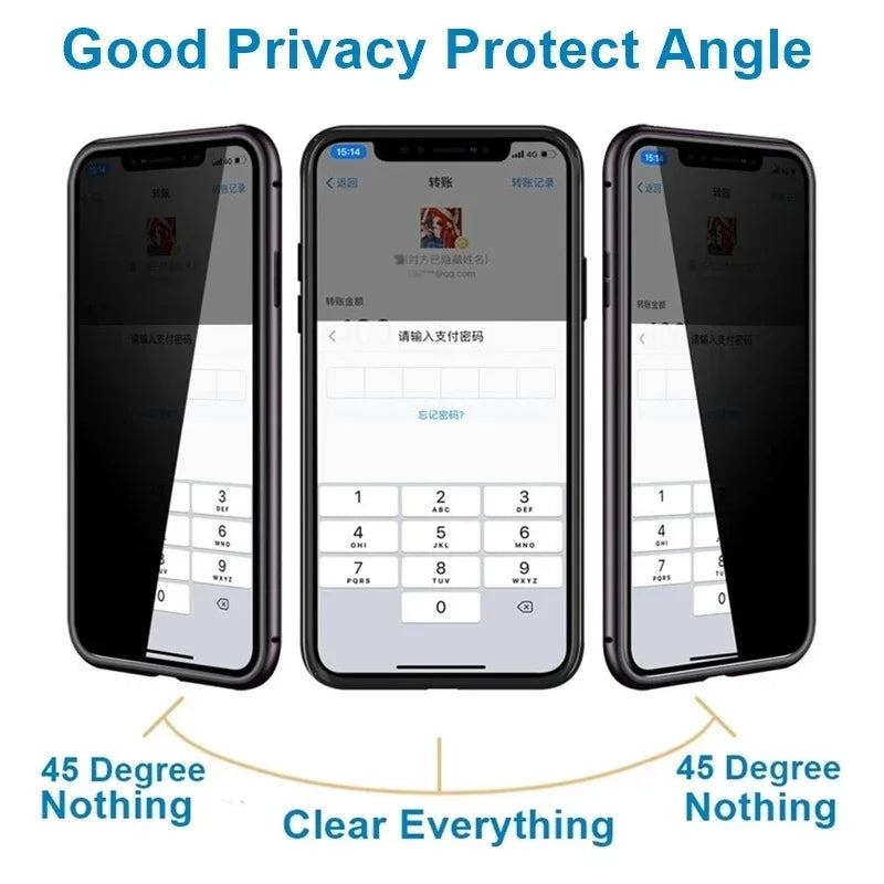 Cover For Samsung Galaxy S25 S24Ultra S23 A15 A53 A54 A52 S22 Note20Ultra S9 S8 360 Degree Privacy Protection Magnetic Case