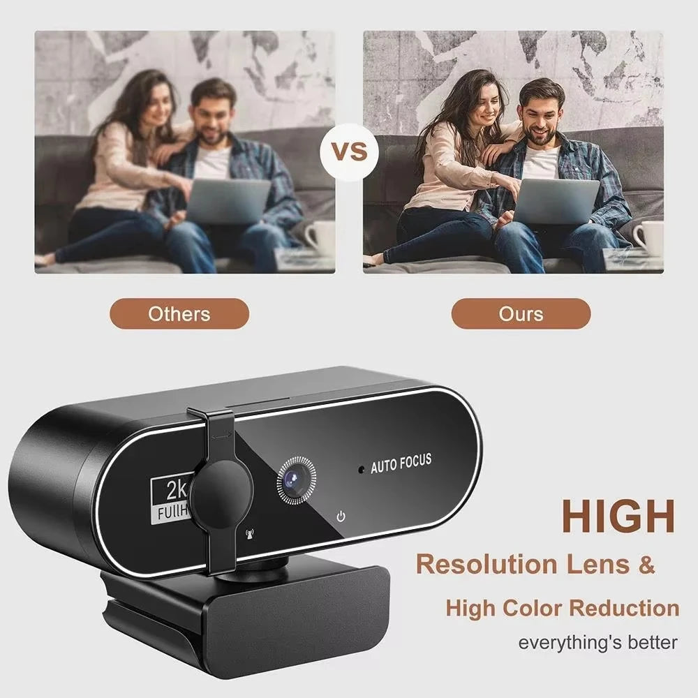 Câmara Web Lenovo 4K HD Mini com Microfone, Câmara Web Full HD 2K, Webcam USB com Foco Automático para PC, Portátil, Captação de Vídeo