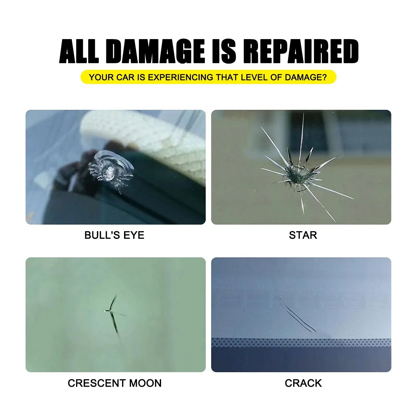 Car Windshield Repair Kit DIY Glue Quick Fix Car Glass Crack Repair Agent Chips Cracks Combined Repair for All Types of Glass