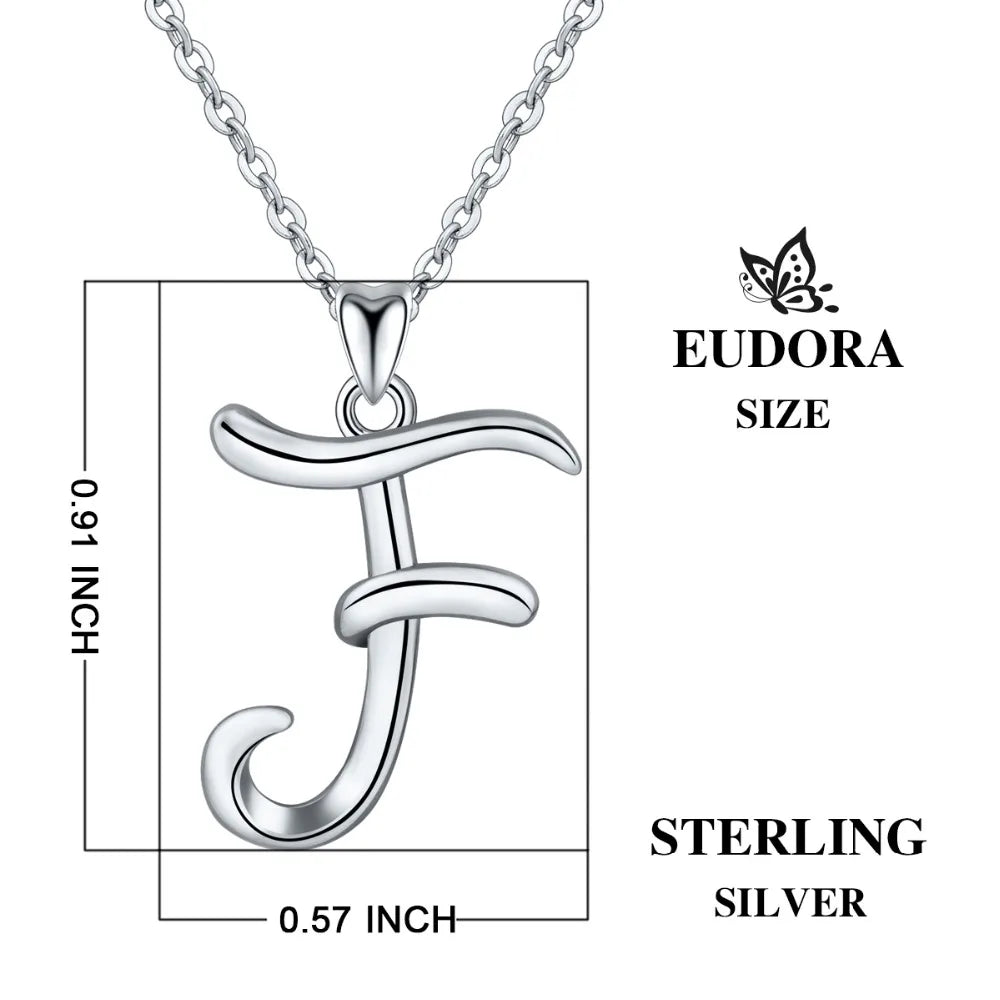 925 Sterling Silver Initial Letter Pendant Necklace