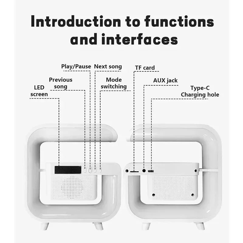 Bluetooth Wireless FM TF Speaker Phone Wireless Charger RGB Light for iPhone Samsung Xiaomi Fast Charging Home Portable Speakers