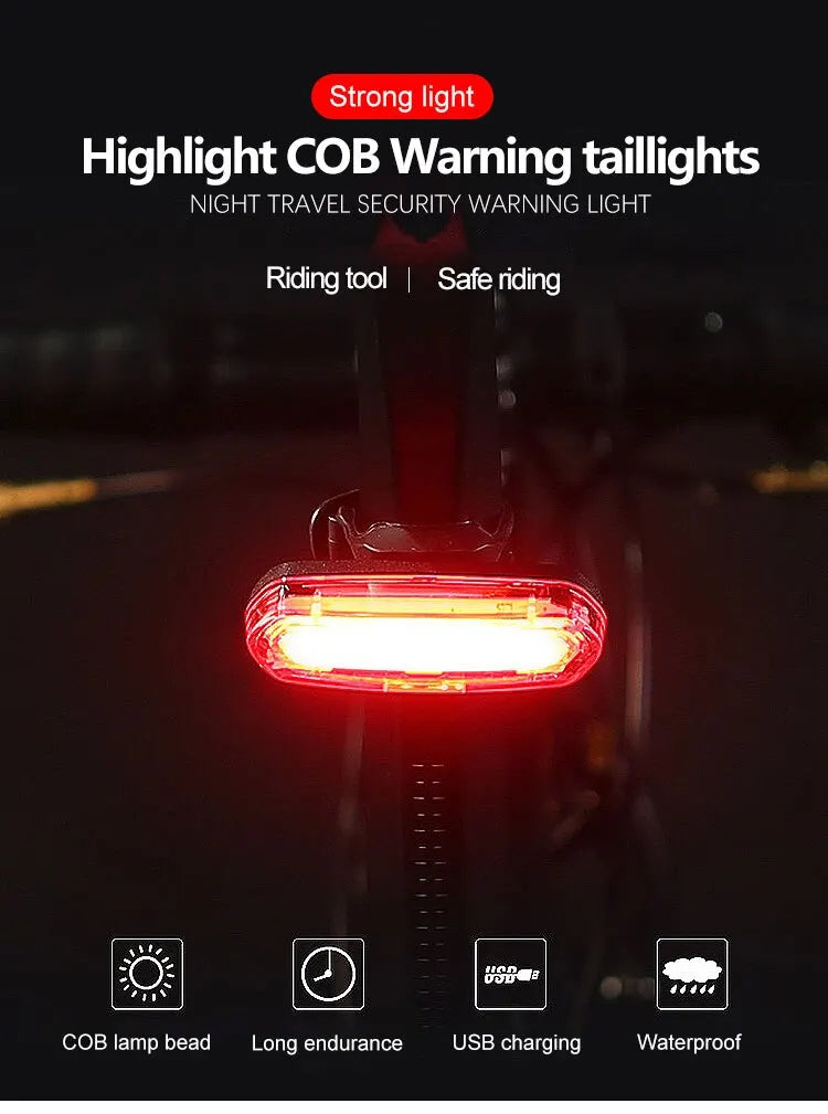Bicycle Taillight MTB Red Light Bike Rear Light USB Rechargeable LED Cycling Bike Warning Light Mountain Bicycle Lamp