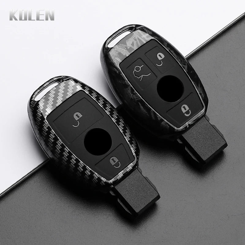 ABS Carbon Fiber Style Car Key Case Cover For Mercedes Benz W204 W205 W212 W213 W176 W177 W219 A B C E S G Class GLC CLA AMG Fob