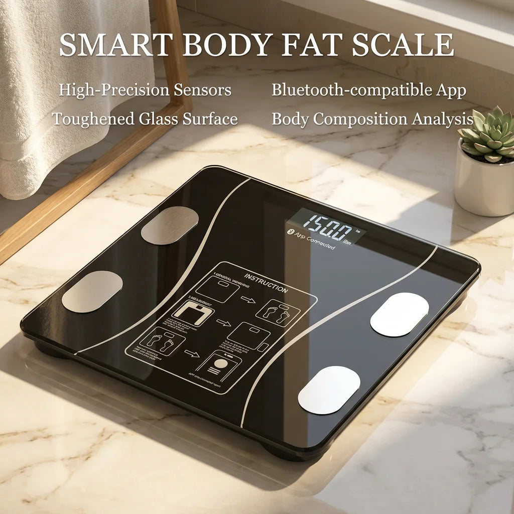 Smart Wireless Digital Body Fat Scale Bluetooth-Compatible Bathroom Weight Analyzer with Smartphone App for Body Composition