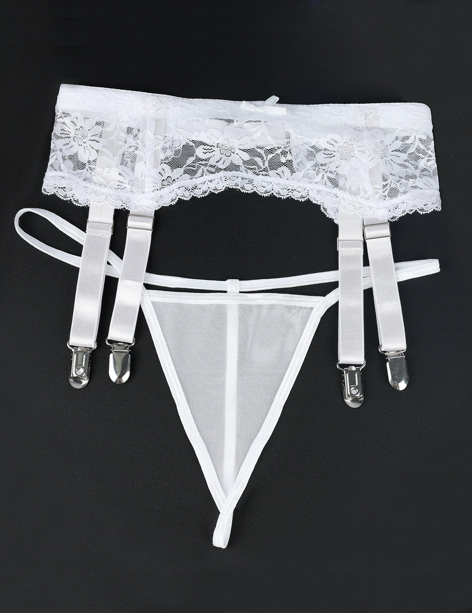 High Waist Lace Garter Belt with Thong
