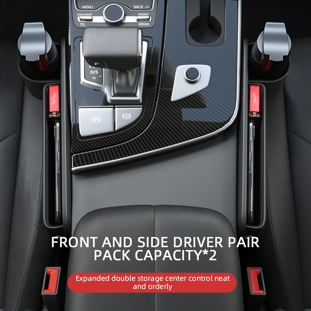Multifunction Car Seat Gap Leak-proof Storage Bag  PU Leather Seat Slot Organizer BoxFor Car Seat Gap Filler With Cup Holder