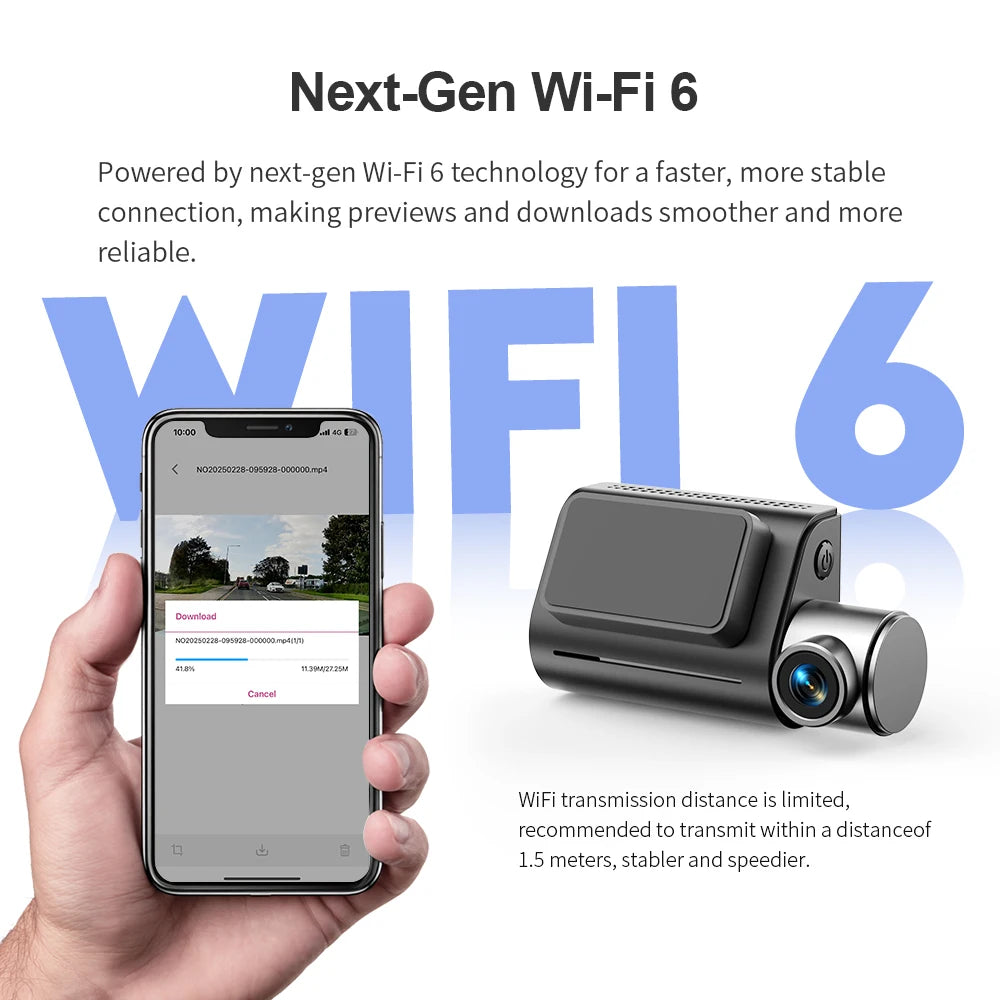 Front and Rear Dash cam KAWA D7 4K,Video Recorder 4K WiFi6 Car Camera,DVR Tiny Rear Camera for AUTO,APP/Voice Control Dashcam