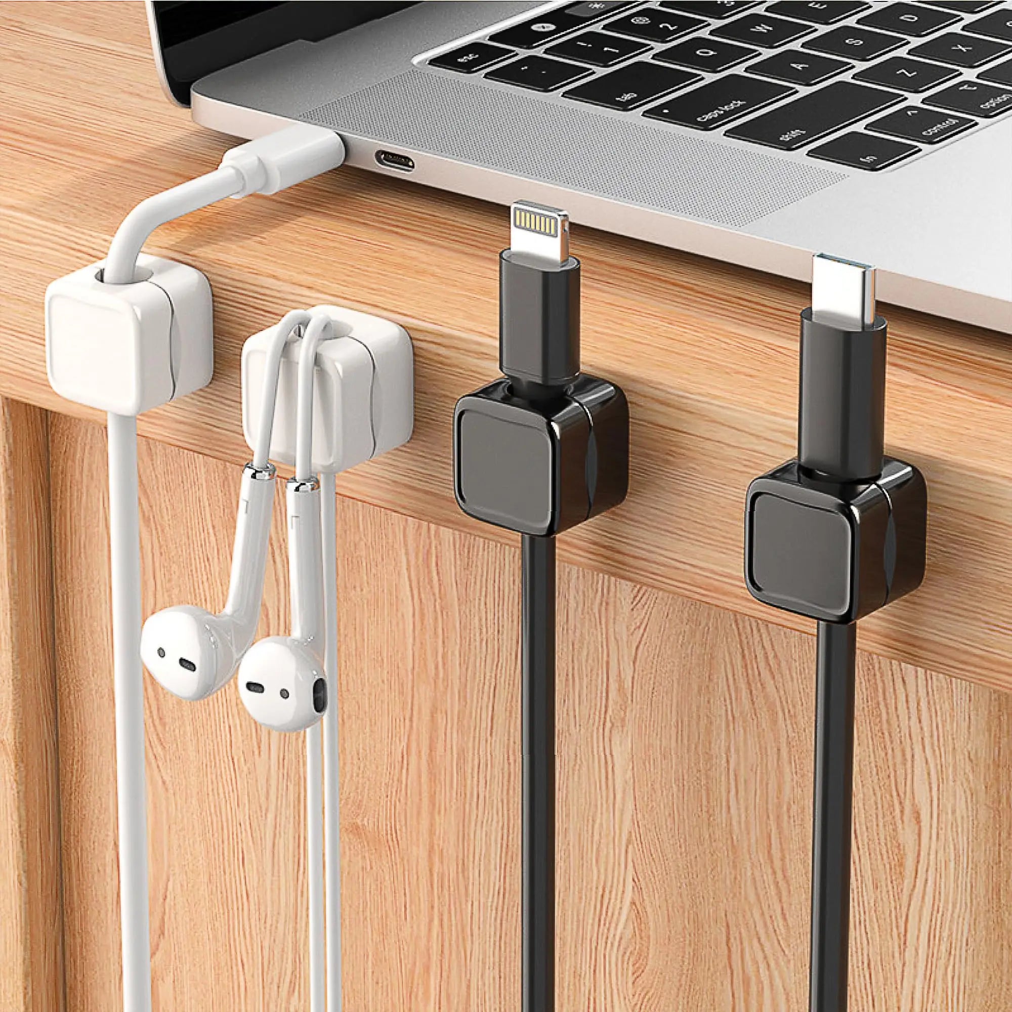 6/12/18 PCS Magnetic Cable Organiser Clips Cable Management Wire Manager Cord Holder Charging Cable Winder Wall Mounted Hook