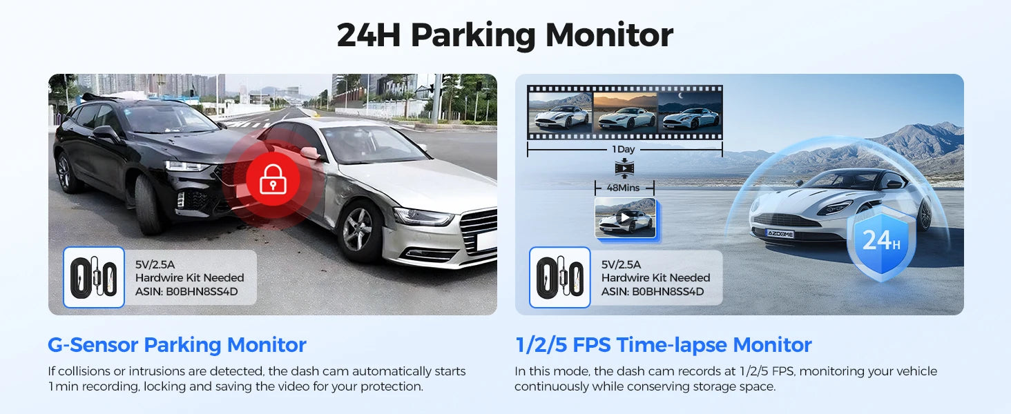AZDOME PG17 MAX Front and Rear Dash Cam 12 Inch Touch Screen Car DVR 4K+2.5K Rearview Mirror Camera GPS WIFI Voice Control ADAS