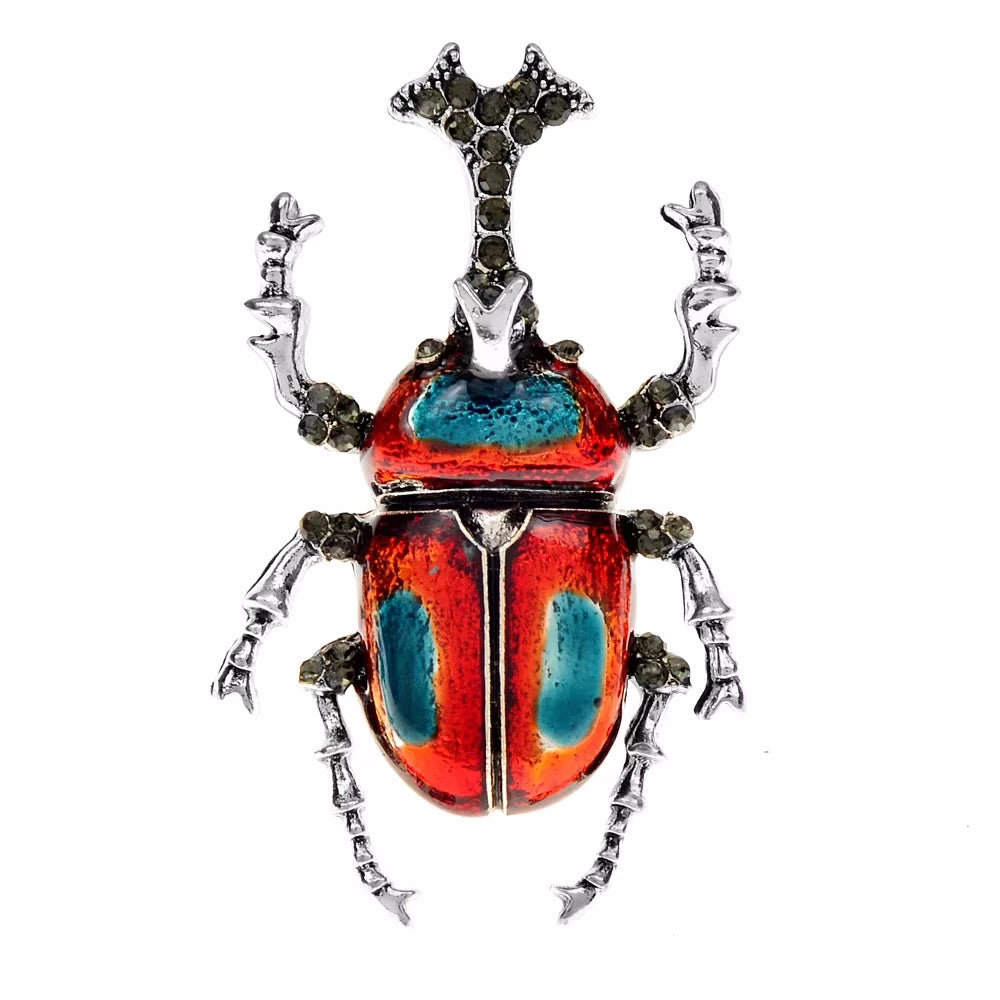 Exquisite Full Crystal Beetle Brooch Elegant Lady Insect Pin