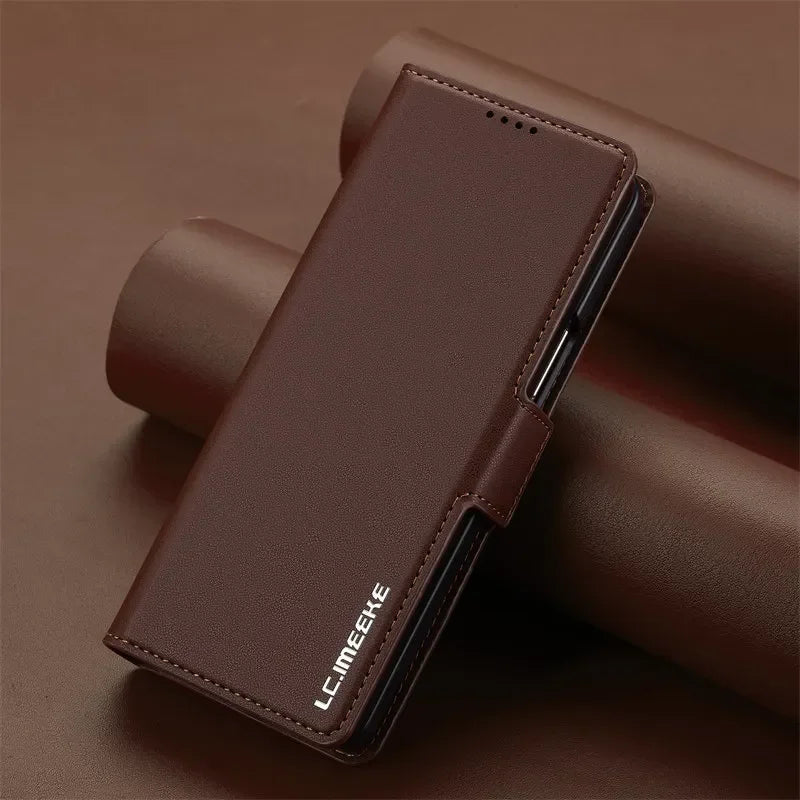 Magnetic Flip Leather Phone Case for Samsung Galaxy Z Fold 7 6 5 4 3 5G Fold6 Fold5 Fold4 Wallet Card Cover Etui Coque