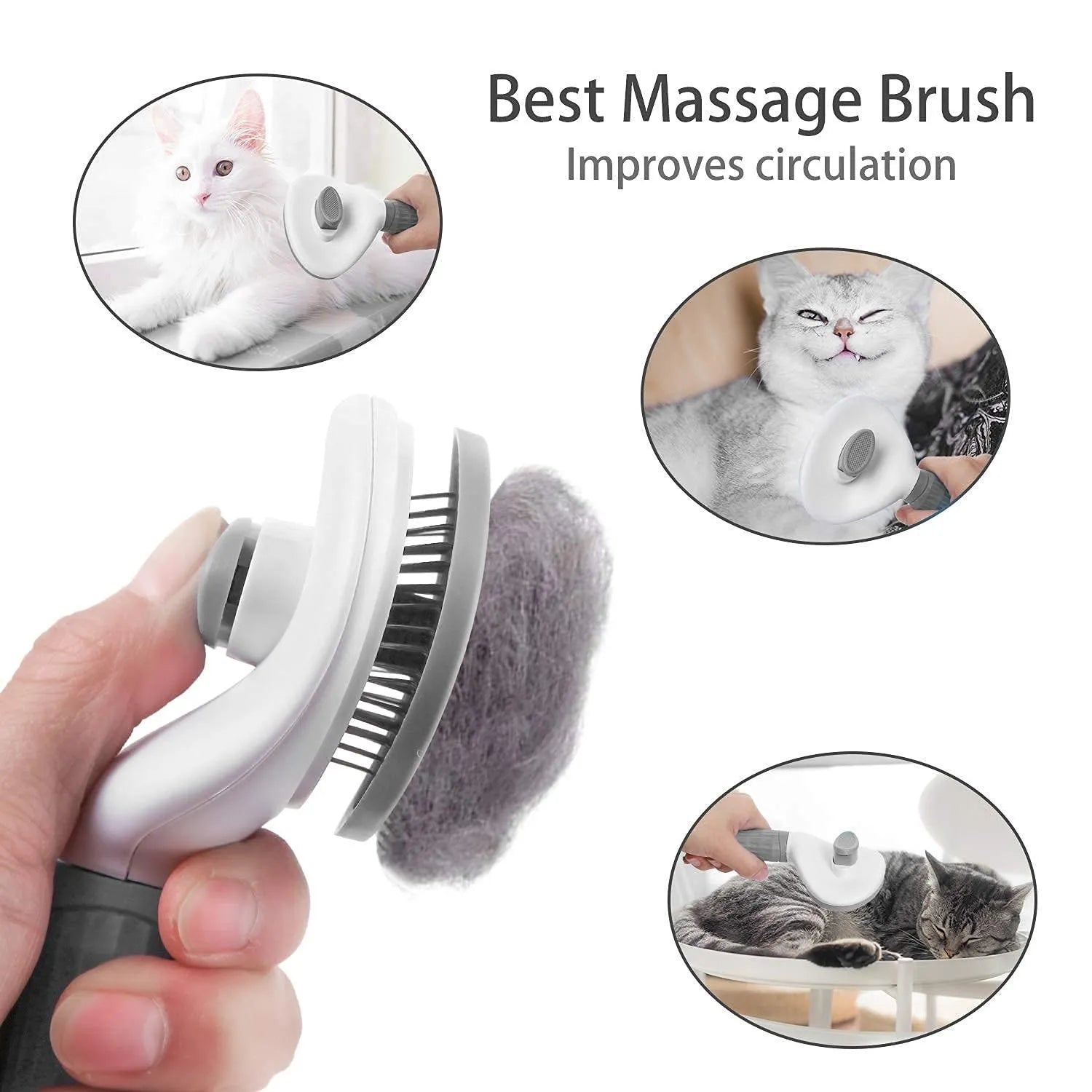 Self-Cleaning Stainless Steel Pet Grooming Brush for Dogs & Cats