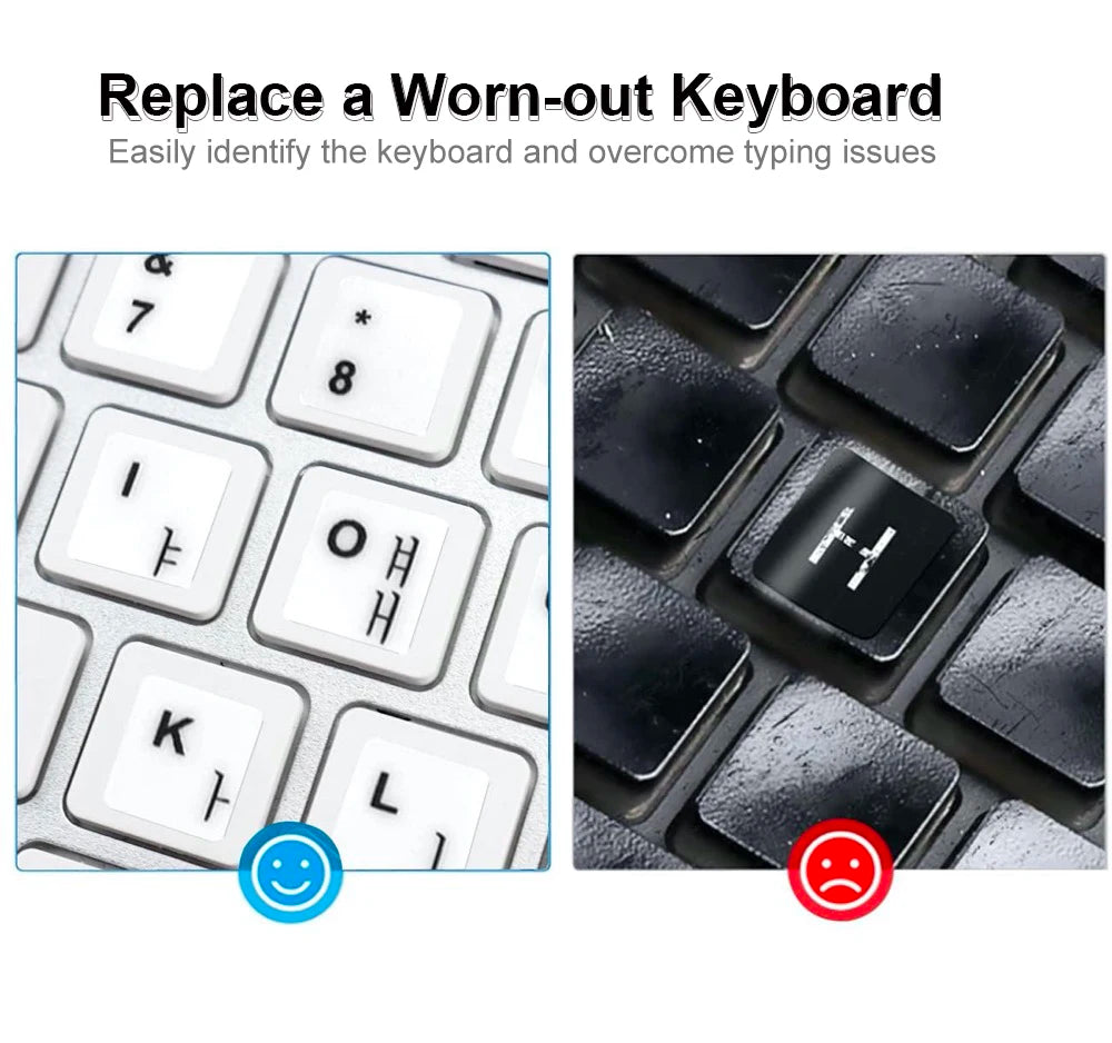 3pcs White Keyboard Sticker for Russia Korean Arabic Spanish Keyboard Replacement, Universal Stickers for Computer
