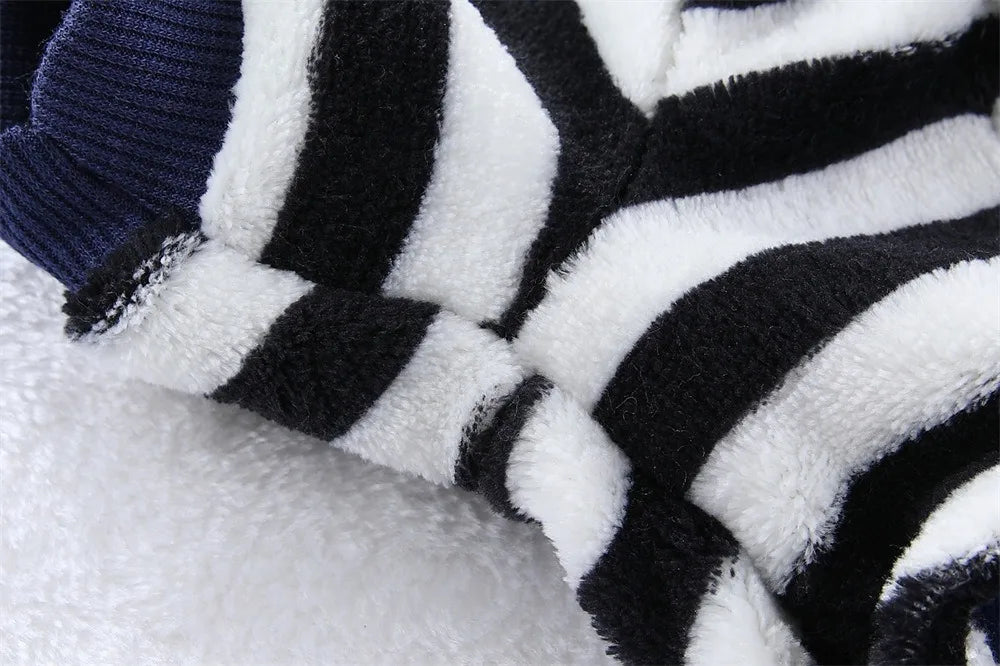 Warm Winter Fleece Dog Jumpsuit Coat with Leash Ring