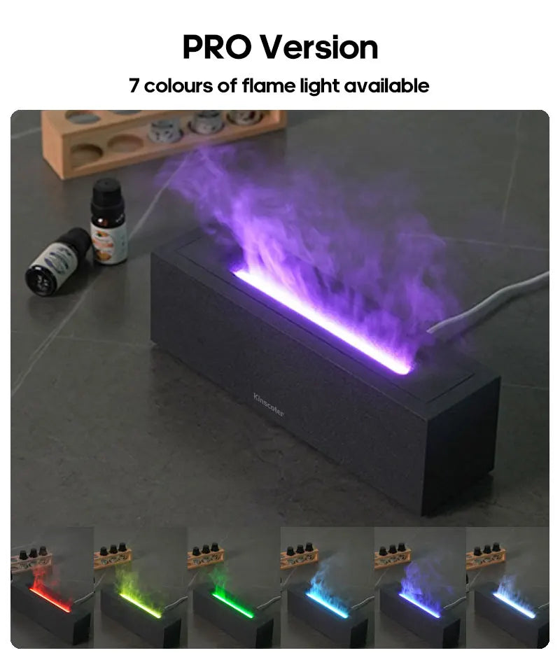 Flame Aroma Diffuser Air Humidifier Ultrasonic Cool Mist Maker Fogger LED Essential Oil Lamp Realistic Fire Difusor
