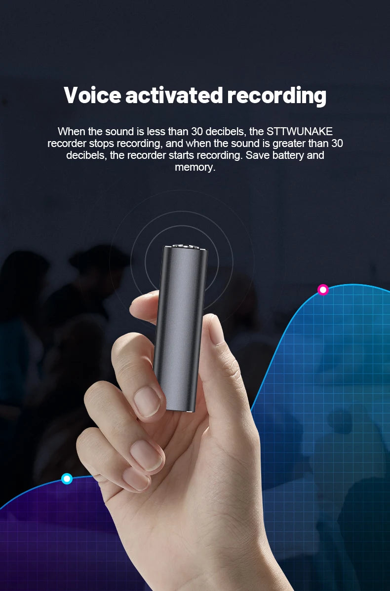 8/16/32G Voice Recorder 600 Hours Dictaphone Audio Sound Mini Recording Activated Digital Micro Flash Magnetic MP3 Player
