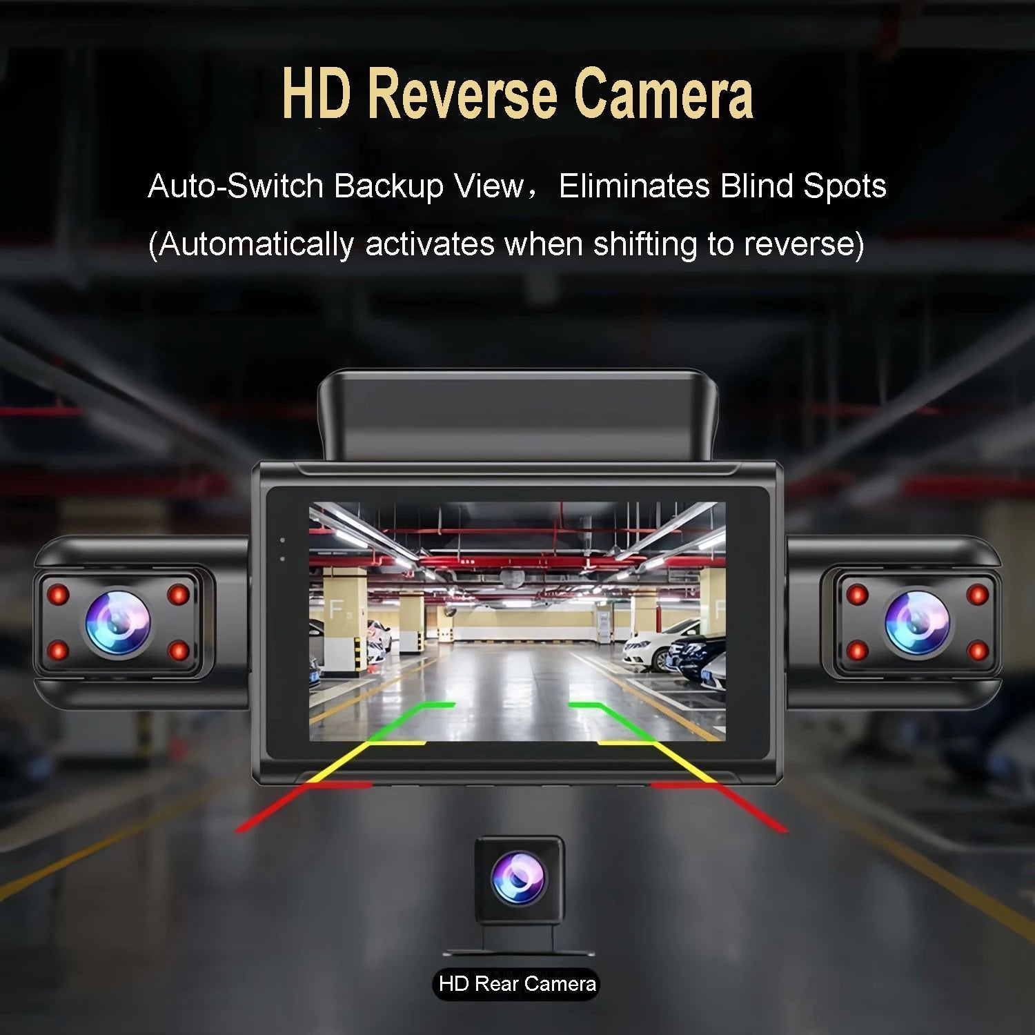 4K 4CH Hidden Car DVR with APP 24H Parking Mode G Sensor Motion Detect Loop Record Time Lapse Stealth Recording Night Vision WDR