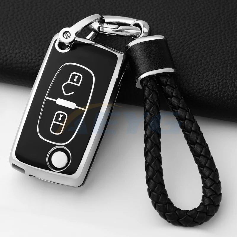 TPU Car Remote Key Case Cover For Peugeot Partner Citroen Berlingo C3 Picasso 2009 2010 2011-2016 Key Chain Accessories