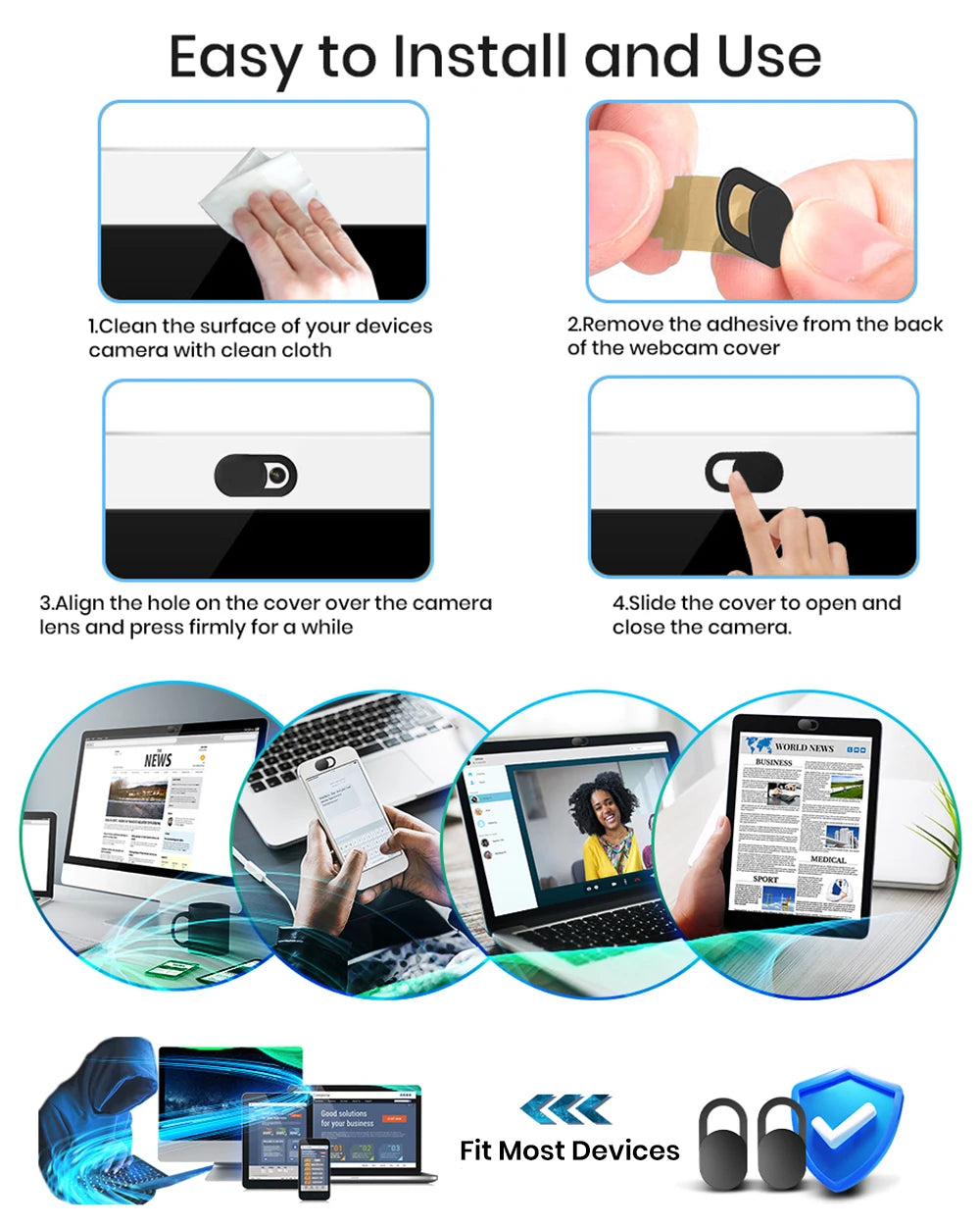 3/6Pcs Webcam Cover Slide, Ultra Thin Phone Camera Cover, Camera Cover Blocker for Macbook, iMac, Laptop, Desktop, Pc, iPad